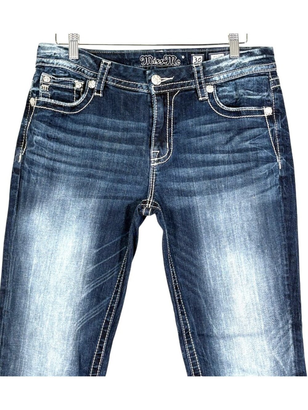 Miss Me Wing Embellished Mid Rise Easy Boot Jeans Size 30 - Picture 3 of 11